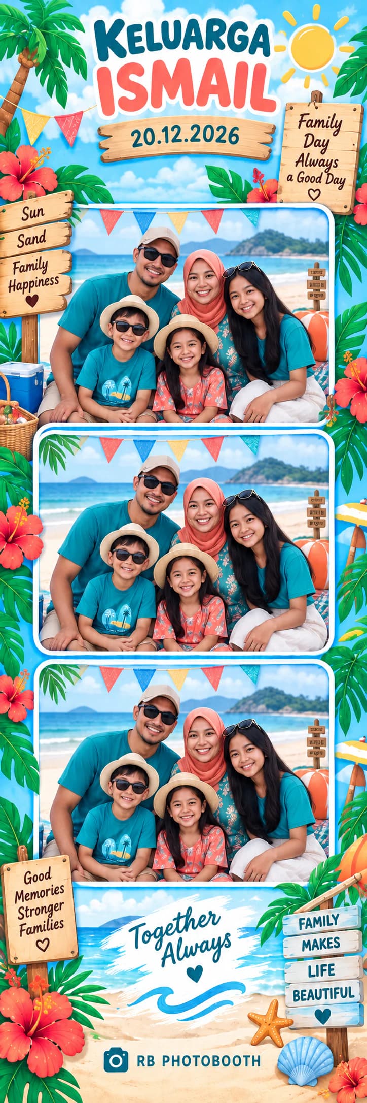 Photostrip siap Tropical Family Day untuk Keluarga Ismail