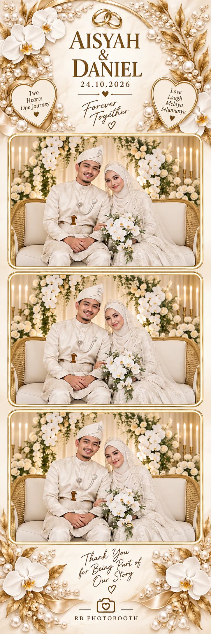 Photostrip siap Ivory Champagne untuk Aisyah & Daniel